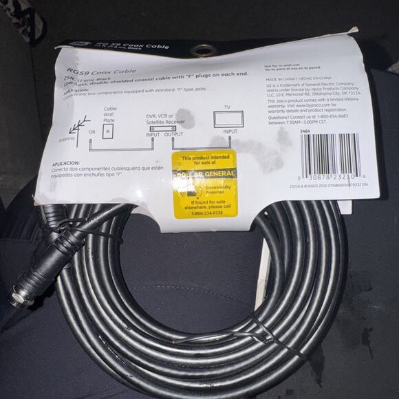 General Electric 25ft Plug RG59/U Coax Cable F-type Connections NEW - Picture 2 of 3